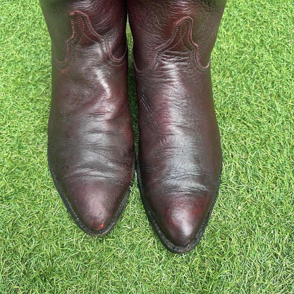 Vintage Lucchese Goatskin Roper Cowboy Boots Mens Size‎ 9 D Cherry Rodeo Western - Picture 3 of 16